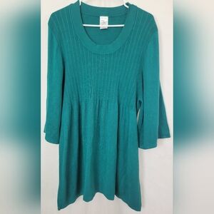 Teal Ribbed Knit Sweater Just My Size 22w 24w Style Plus Women Stretchy Scoop